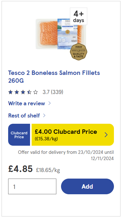 Picture of Tesco salmon Clubcard offer