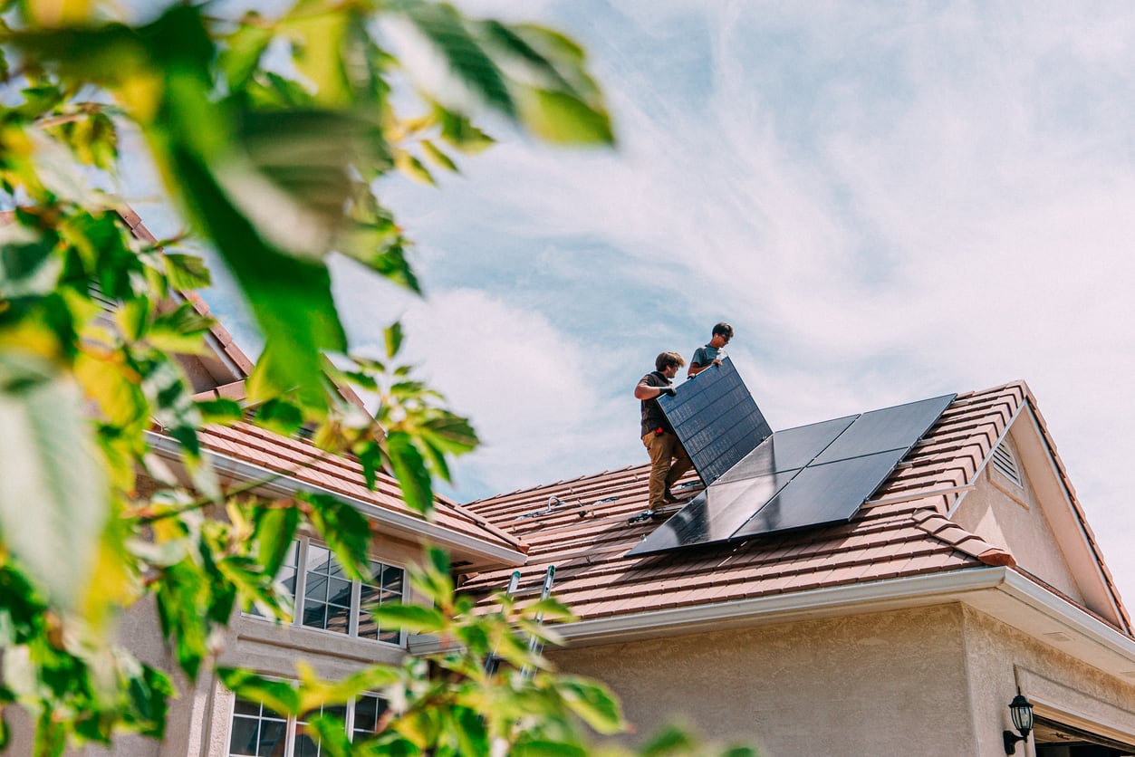 Photo of residential solar panel installation
