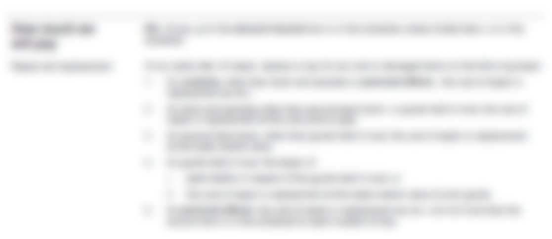 Sample policy wording from a UK business contents insurance policy to show how a claim can be settled: repair, replace or cash