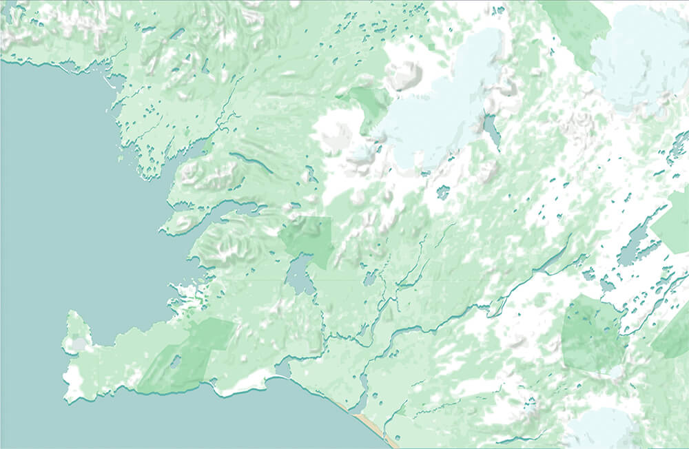 WIP version of Map of Iceland designed by Nimit Shah, with terrain shading