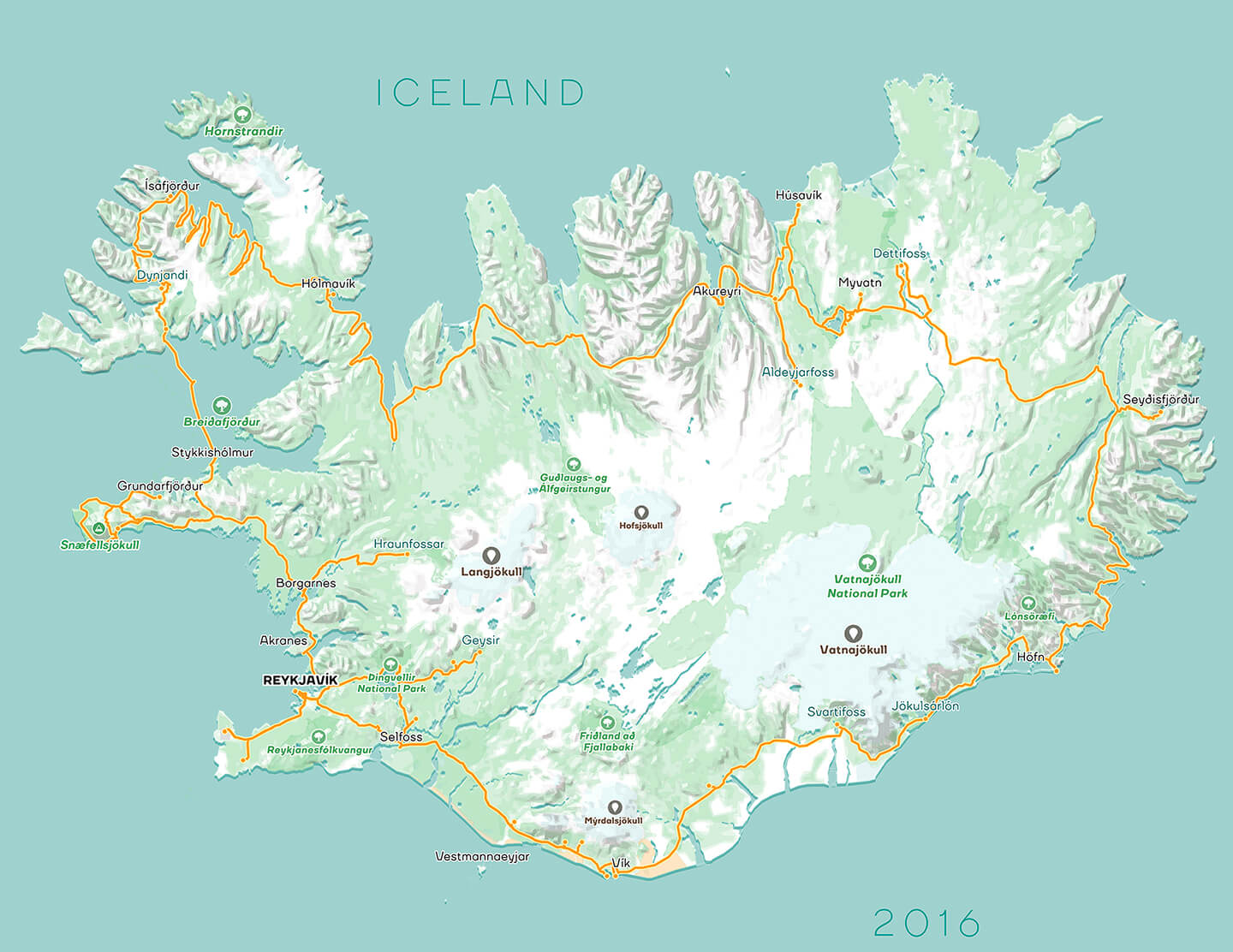 Map of Iceland designed by Nimit Shah