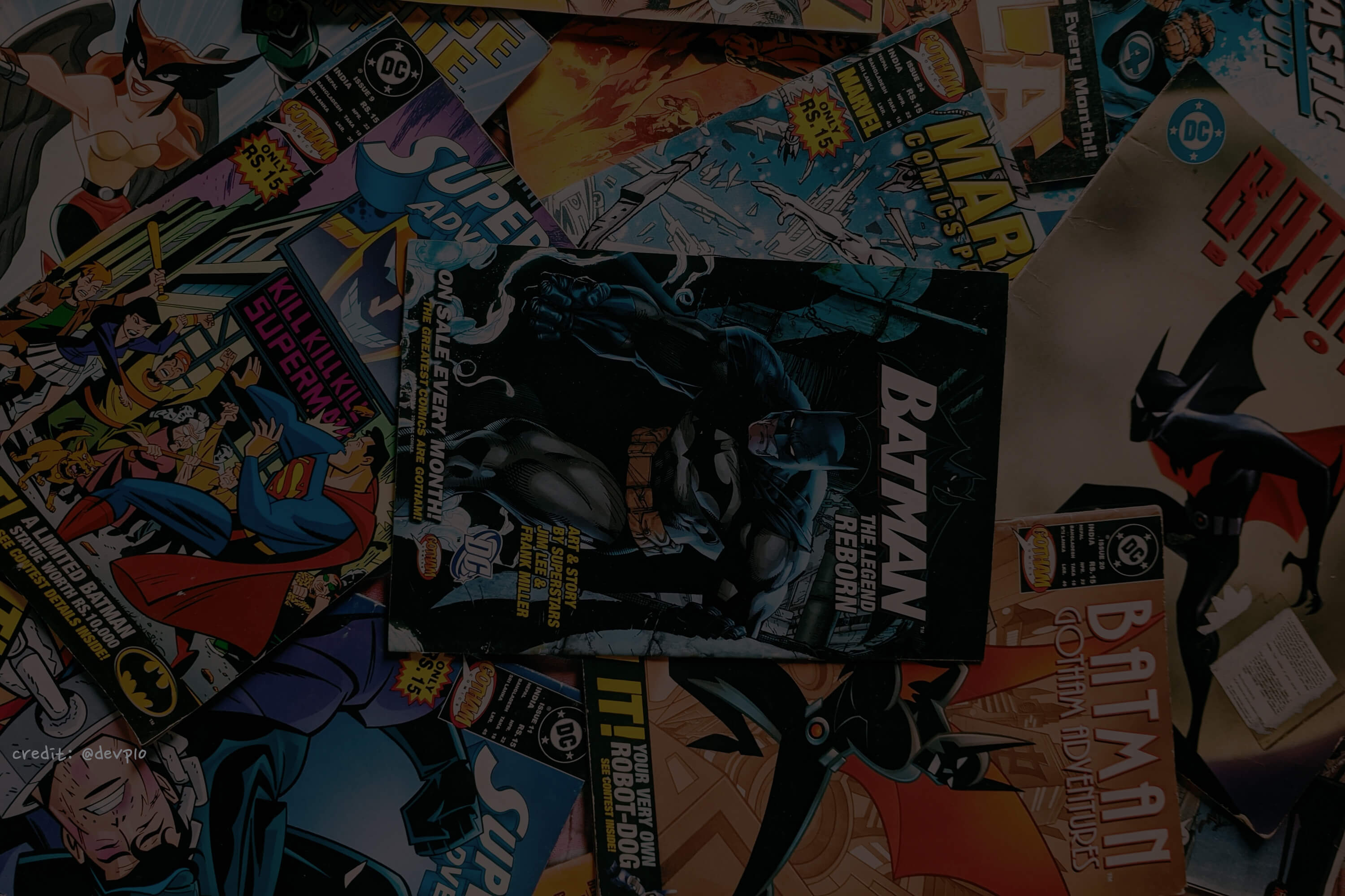 multiple comic books scattered around