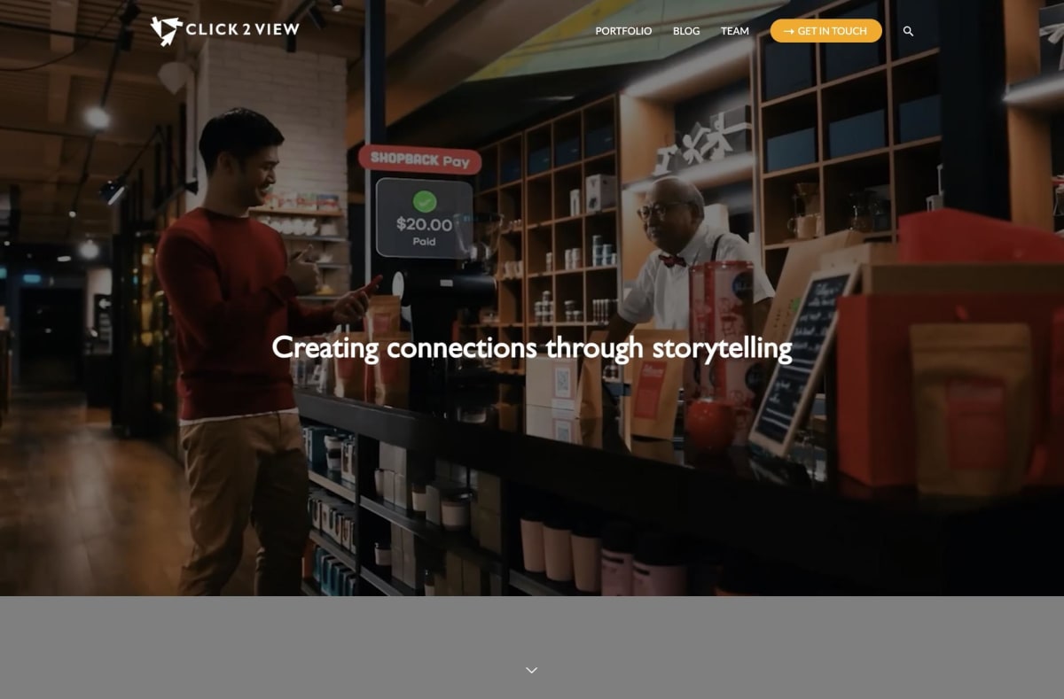Click2View homepage: creating connections through storytelling