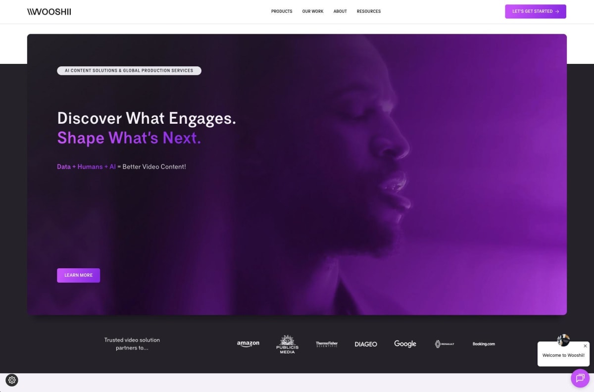 Wooshii homepage: discover what engages, shape what is next