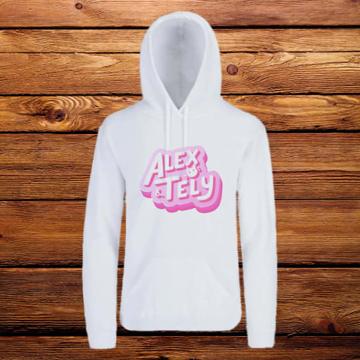 Alex y Tely Rosa Hoodie (Blanco)