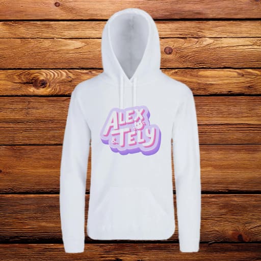 Alex y Tely Morado Hoodie (Blanco)