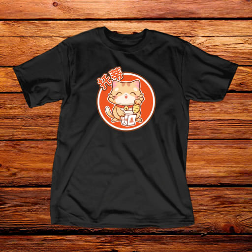 Toti Lucky Cat Playera Negra