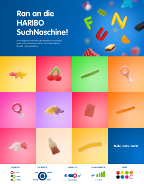 Screenshot einer interaktiven Anwendung auf der HARIBO Website