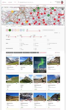Screenshot des Tourenportals auf der Webseite des SAC