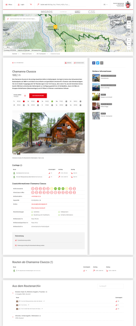 Screenshot einer Hüttenseite auf der Webseite des SAC