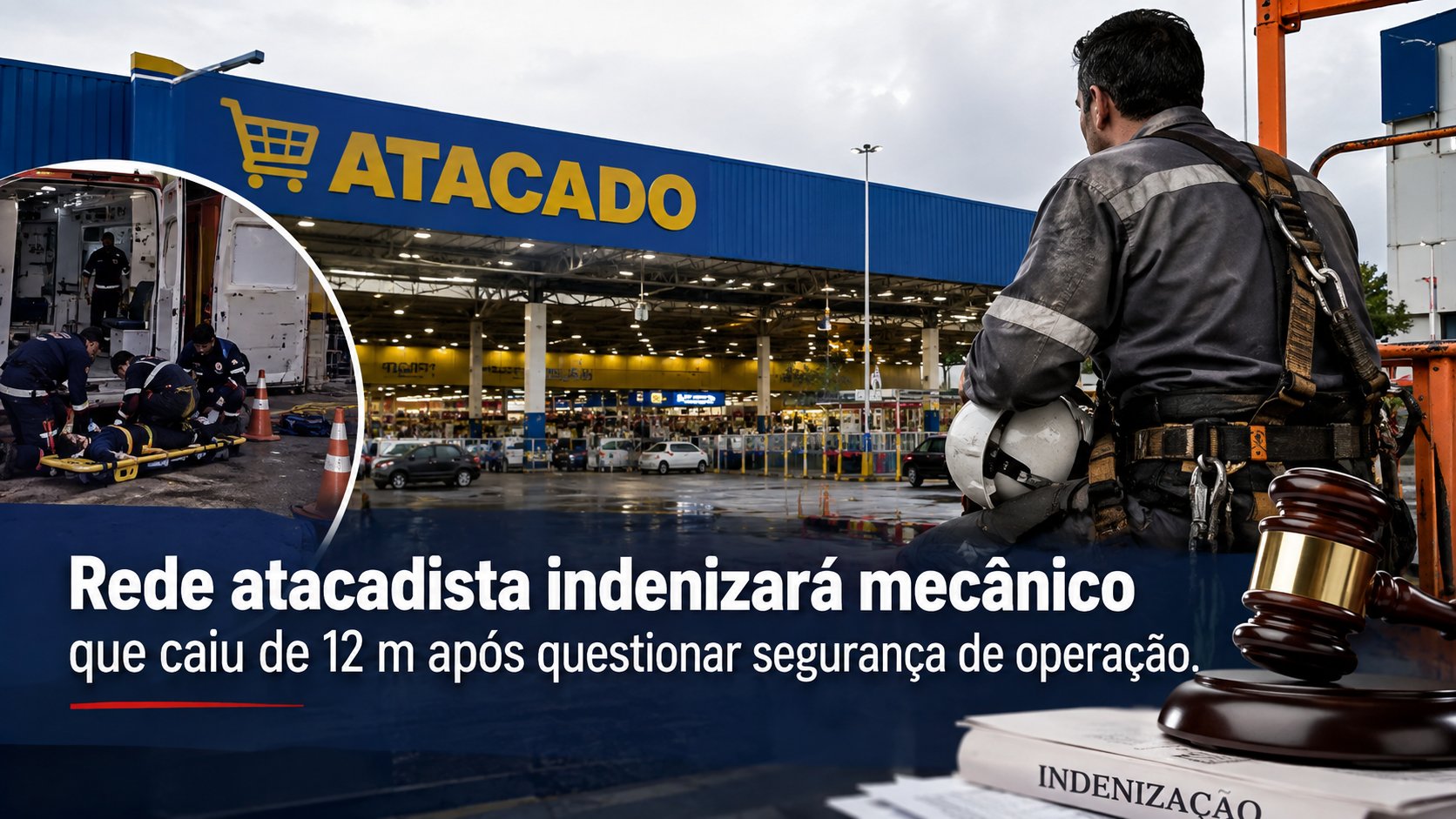 Rede atacadista indenizará mecânico que caiu de 12 m após questionar segurança de operação