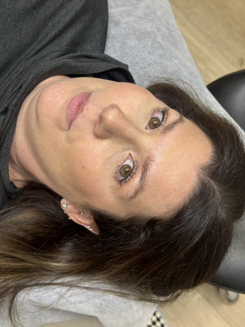 Before photo of client with sparse overplucked brows before microblading at Nirvana PMU Shorewood IL