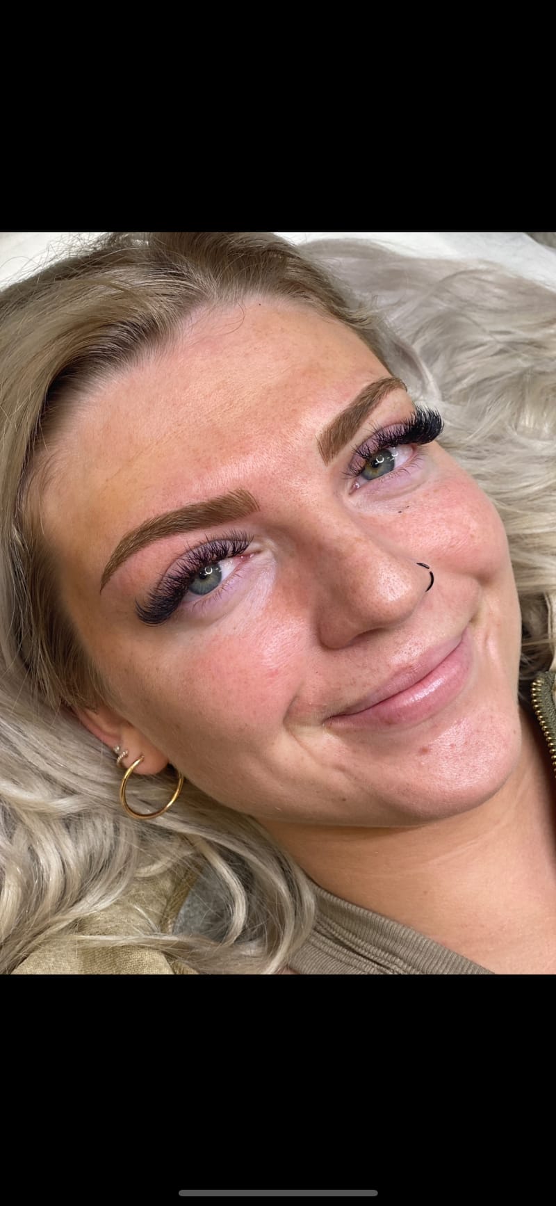 Healed microblading result on client at Nirvana PMU showing natural hair strokes at 6 weeks post-procedure