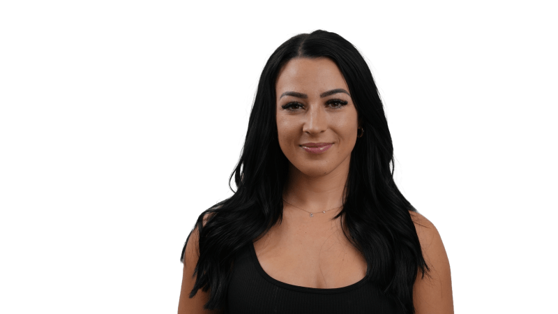 Healed combination brow result showing hair strokes at front blending into soft powder shading through the body and tail