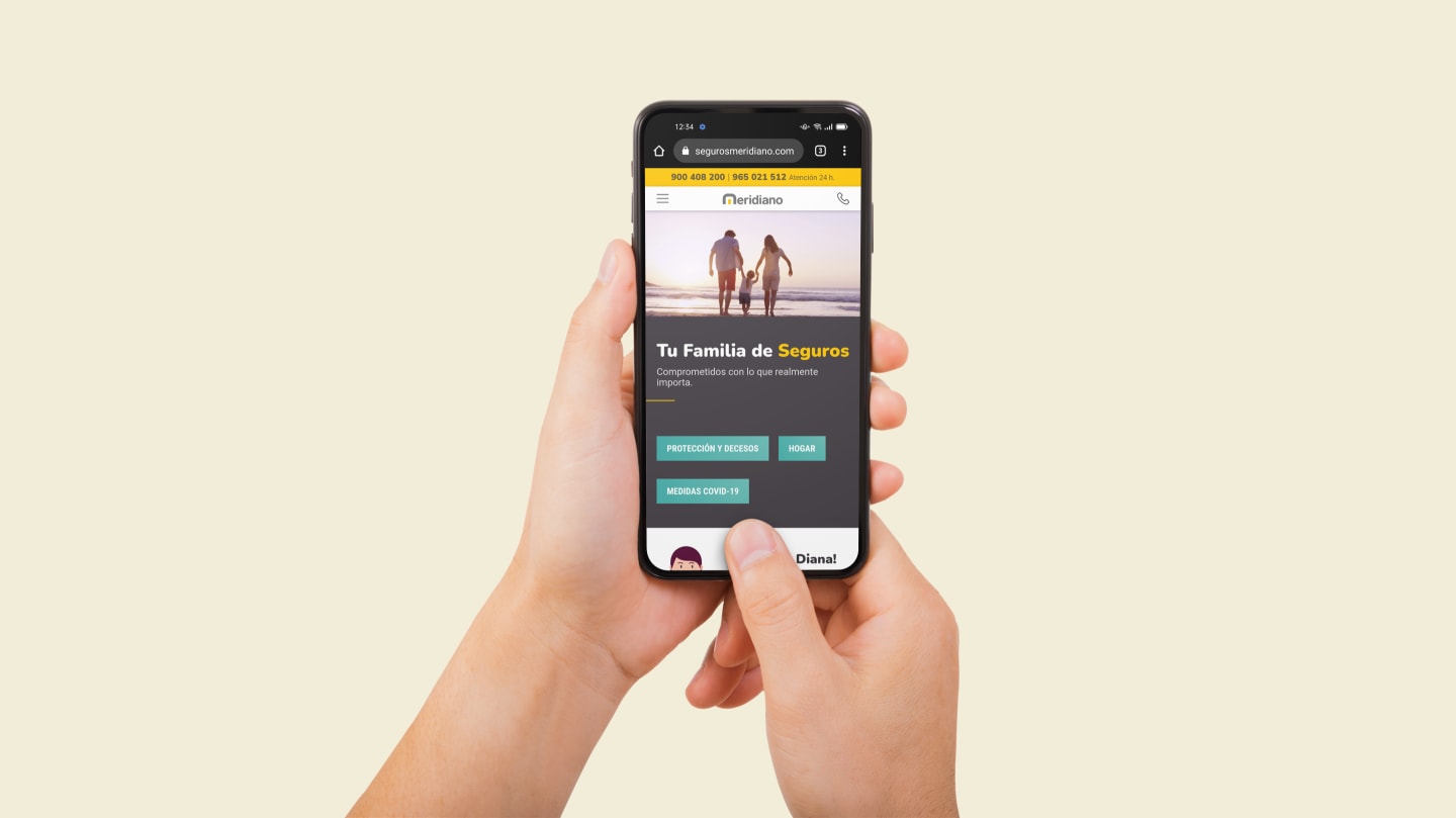 Navegación web en dispositivo móvil - Seguros Meridiano WEB