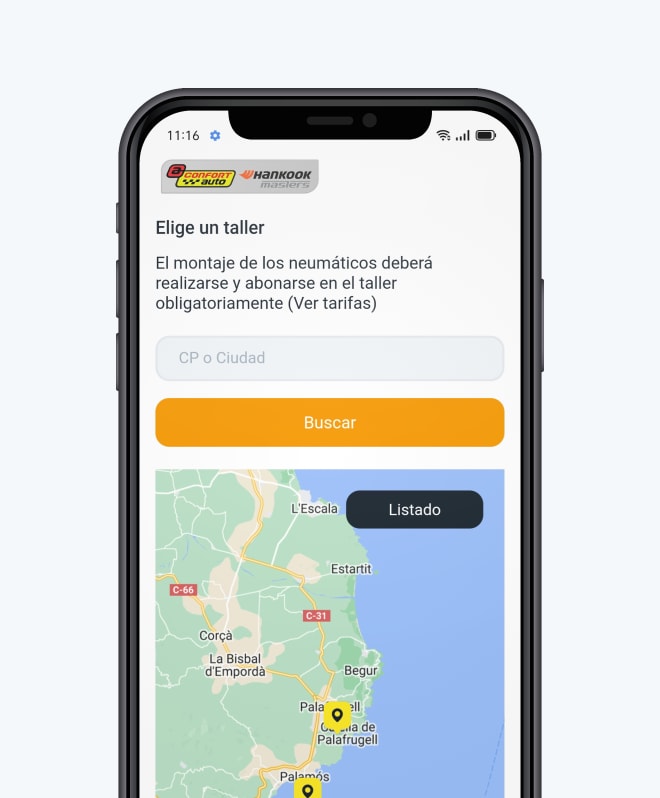 Localizar taller más cercano en dispositivo móvil - Confortauto