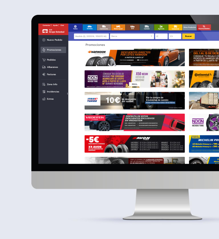 Interfaz versión escritorio - Grupo Soledad E-commerce B2B