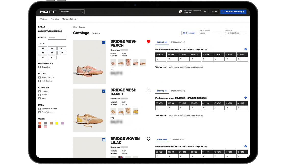 Product list in Go2B - HOFF Go2B B2B