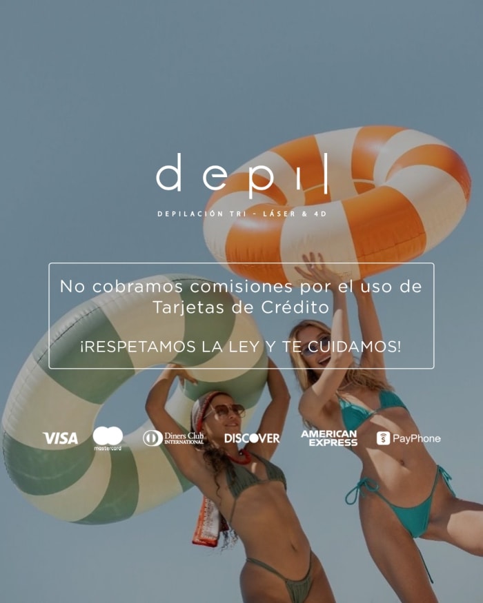 Sin comisiones por pago con tarjeta de crédito: Visa, Mastercard, Diners Club, Discover, American Express y PayPhone