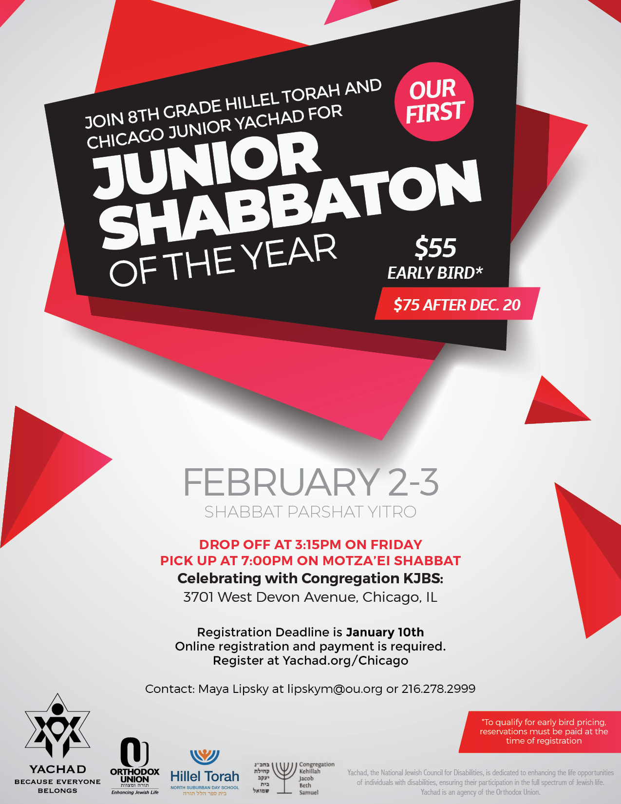 8th grade hillel torah and junior yachad shabbaton chicago junior congregation flyers