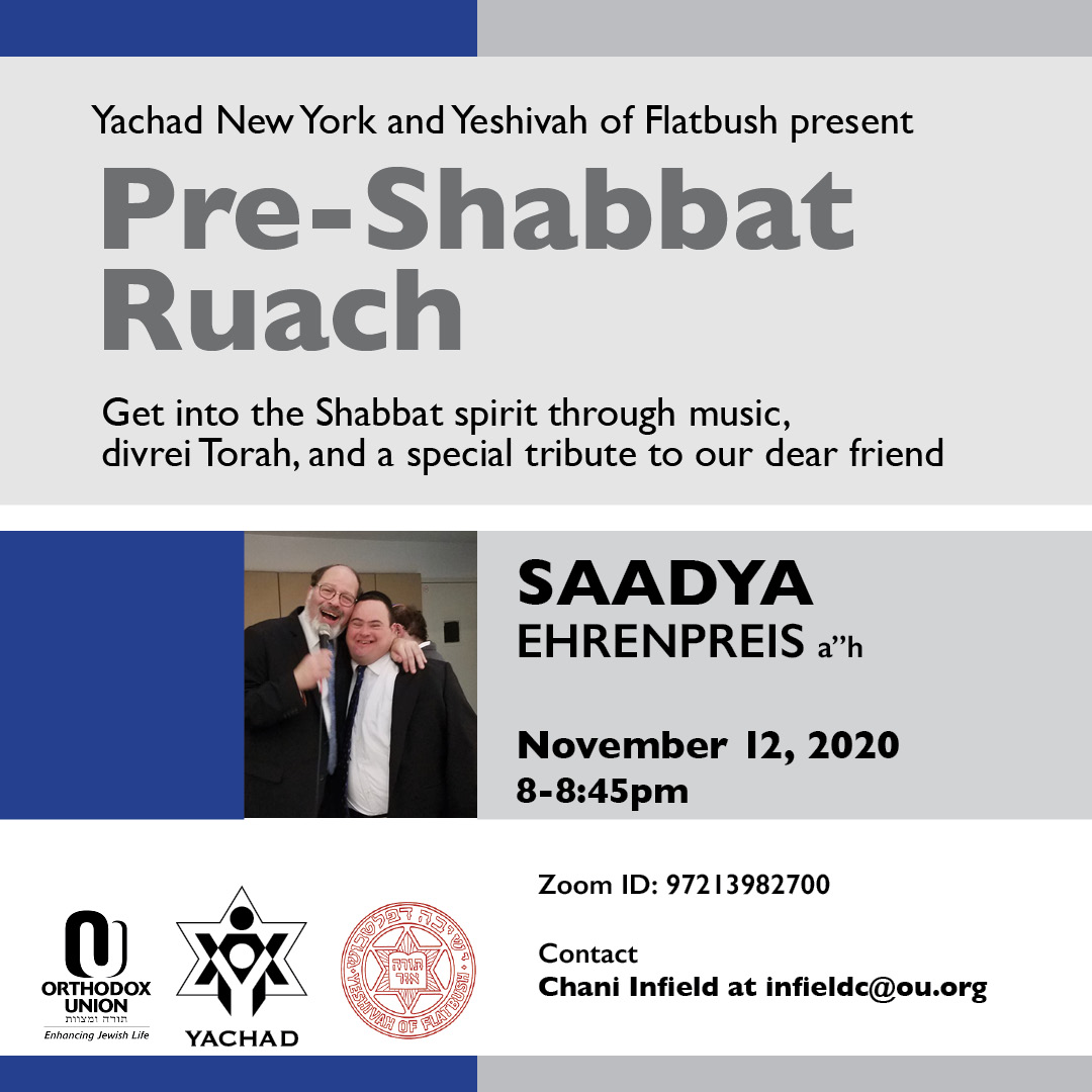 Yachad New York and the Yeshivah of Flatbush Present PreShabbat Ruach