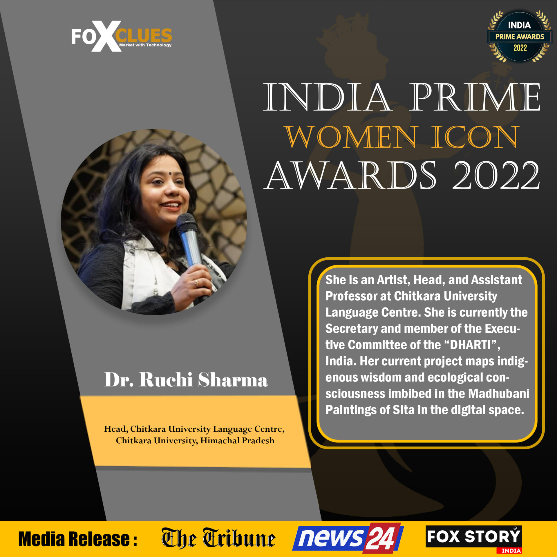 Received India Prime Women Icon Awards 2022 for contribution to the field of Education