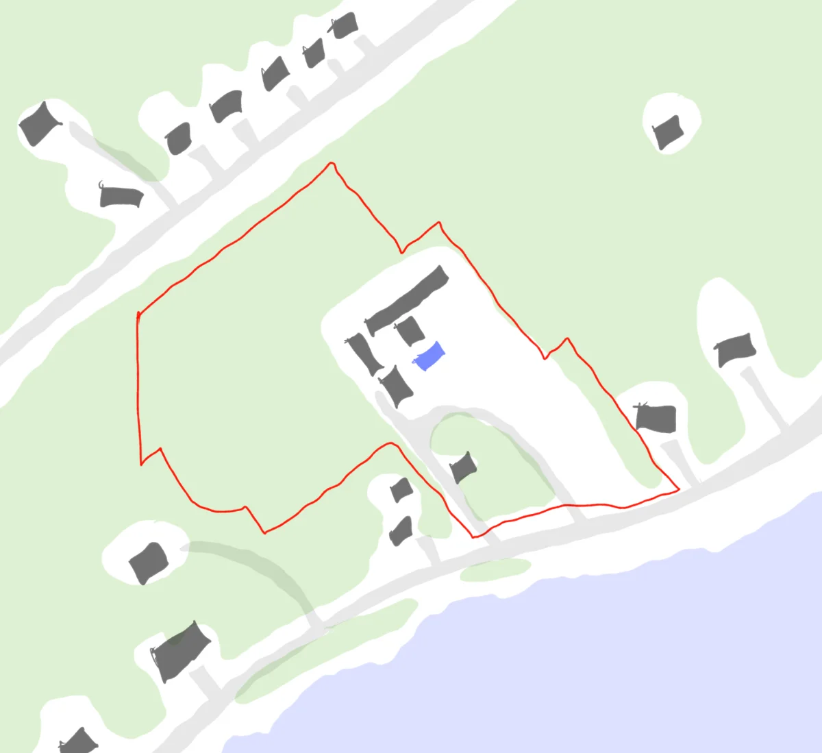 Site map of the existing cabins, pool and owner’s home
