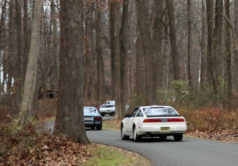 Z Cars gently playing in the wooded roads through Jockey Hollow