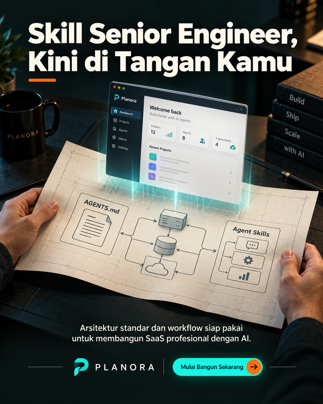 Developer bekerja dengan arsitektur workflow terstruktur