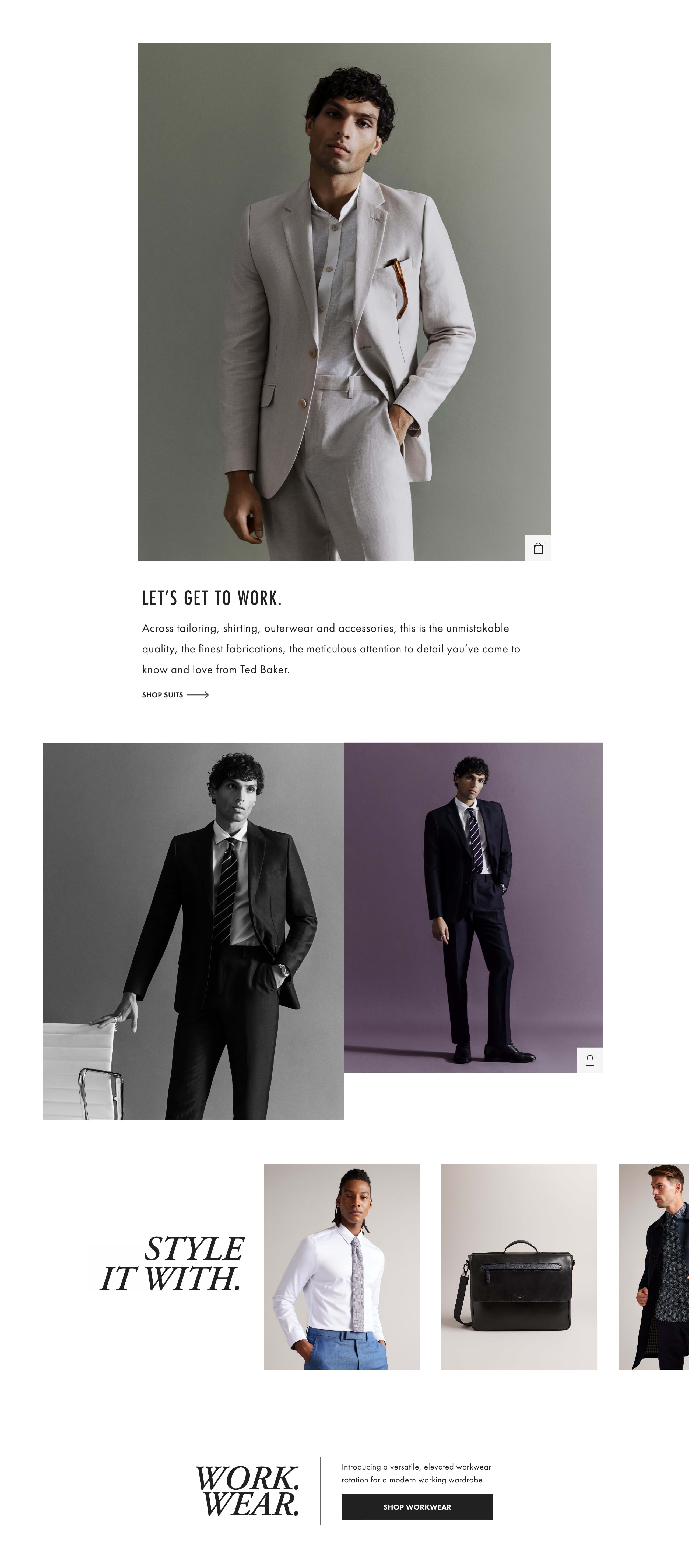 Workwear menswear editorial web screens - desktop