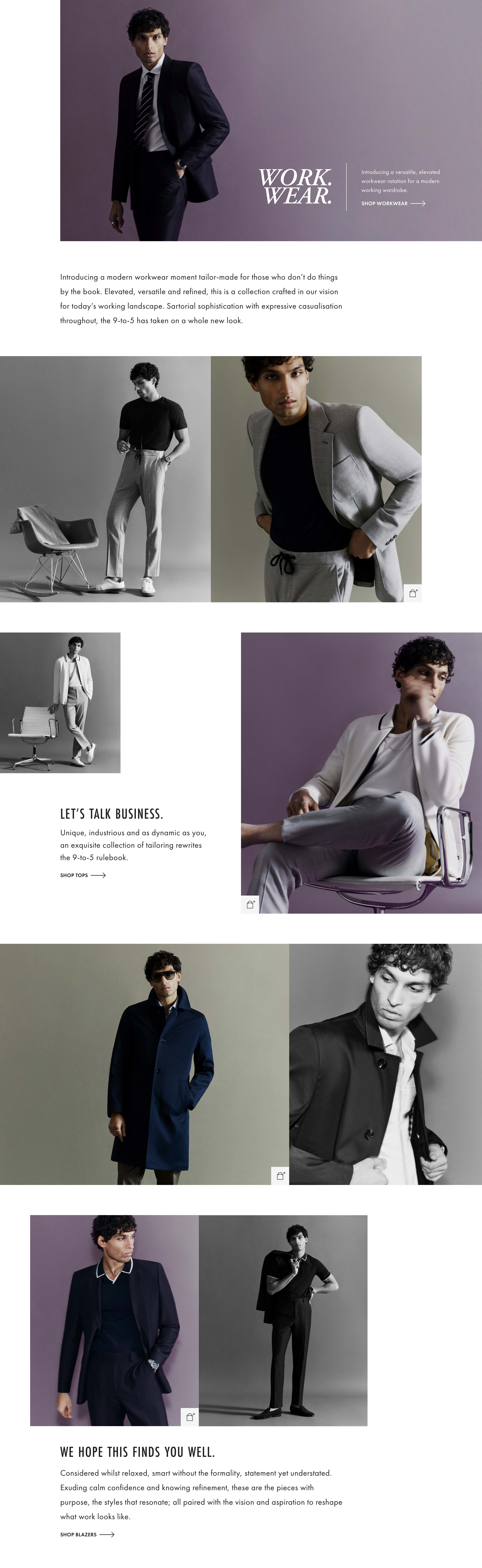 Workwear menswear editorial web screens - desktop