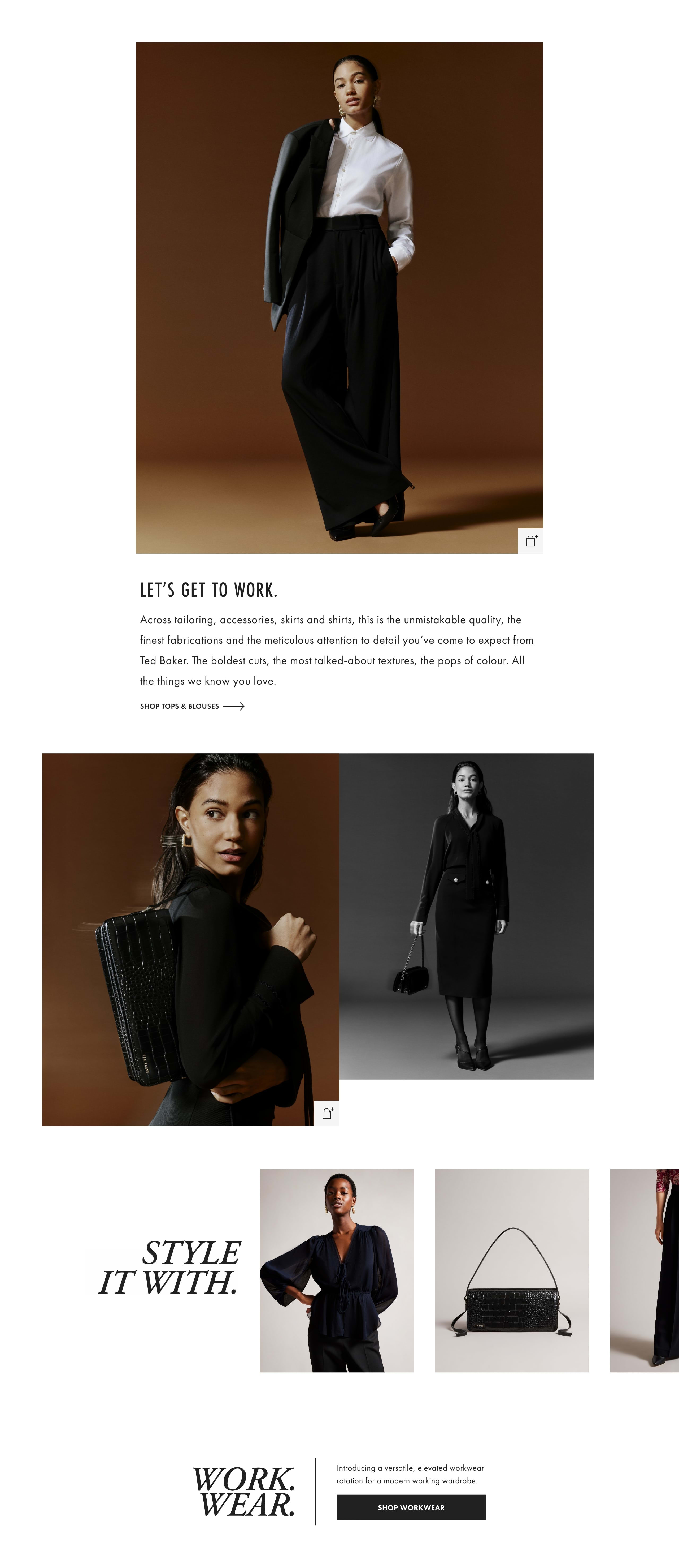 Workwear womenswear editorial web screens - desktop