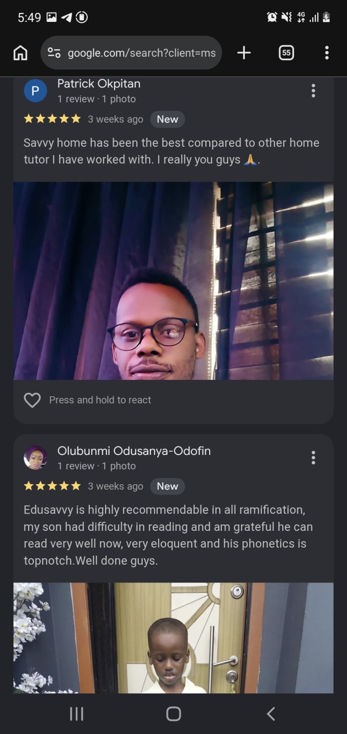 Parent review of Savvy Tutors 1