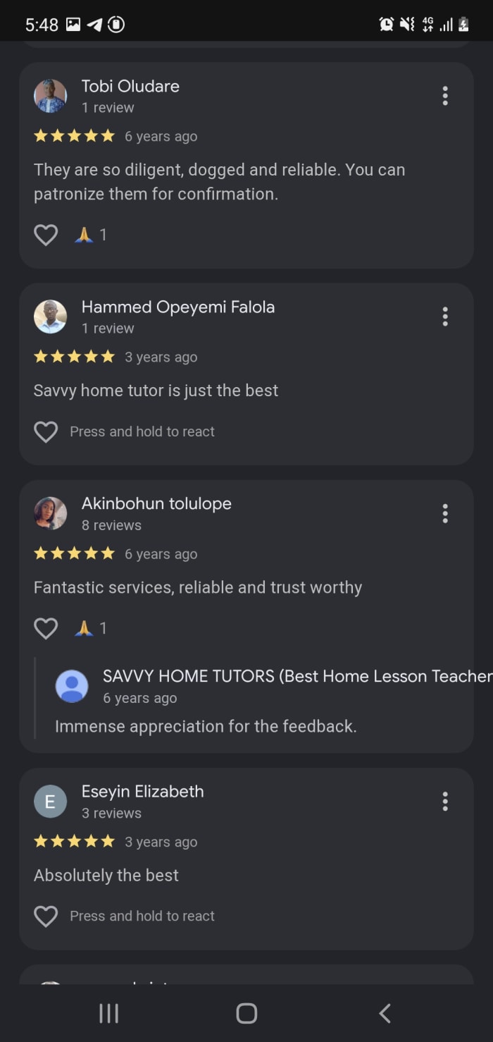 Parent review of Savvy Tutors 4