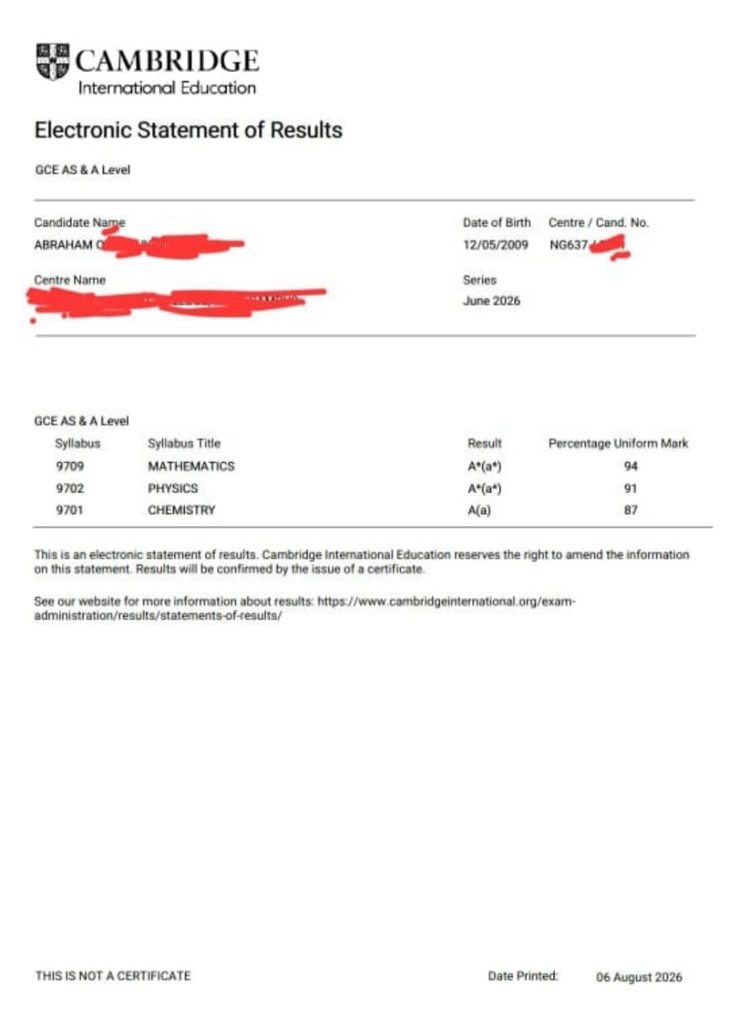 Result of a Savvy Tutors student in an international examination