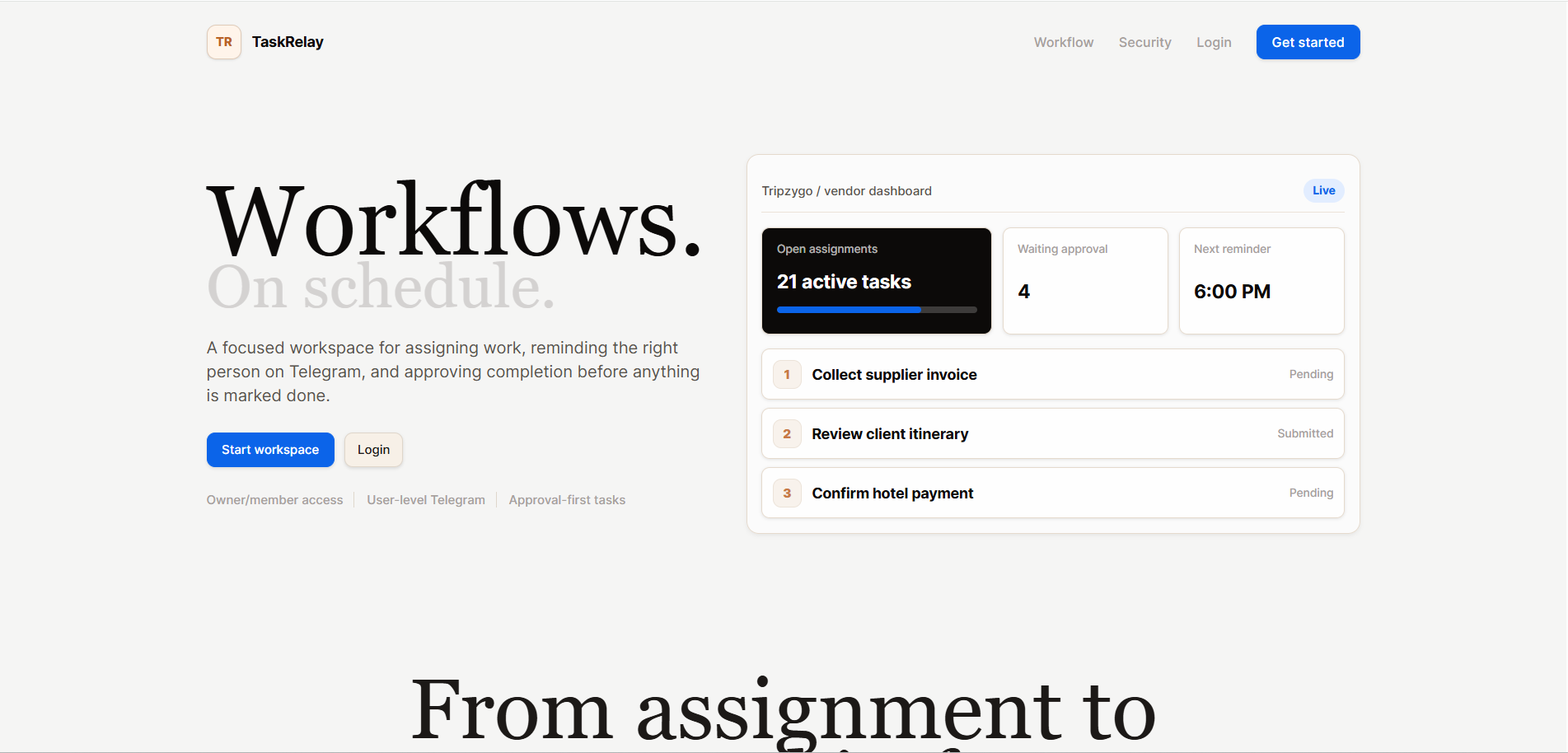 TaskRelay — Task management platform