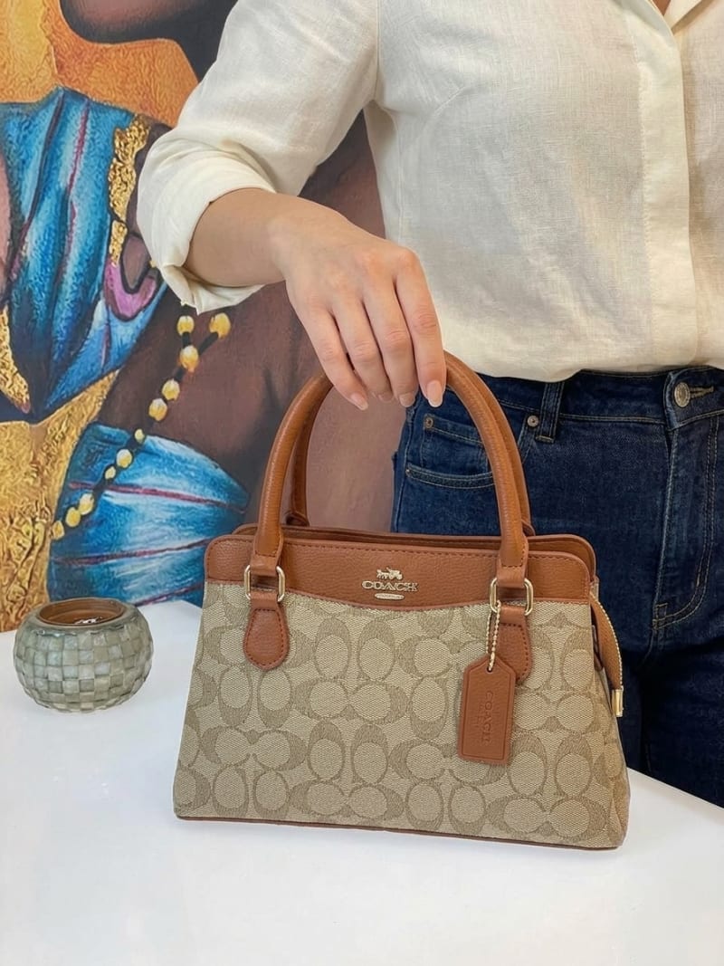 Coach Signature Taba Deri Detaylı Monogram El Çantası - 1
