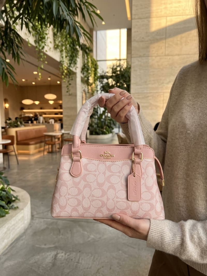 Coach İmzalı Pudra Pembe Satchel Çanta - 1