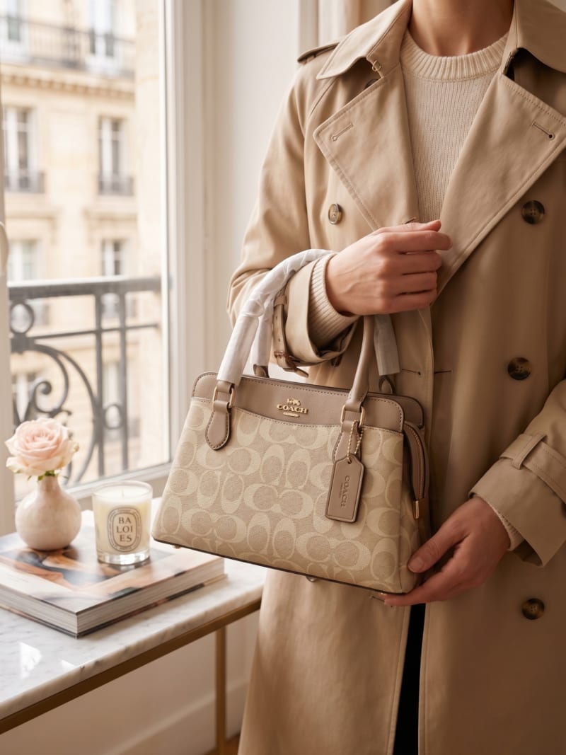 Coach Signature Açık Bej Monogram Klasik El Çantası - 1