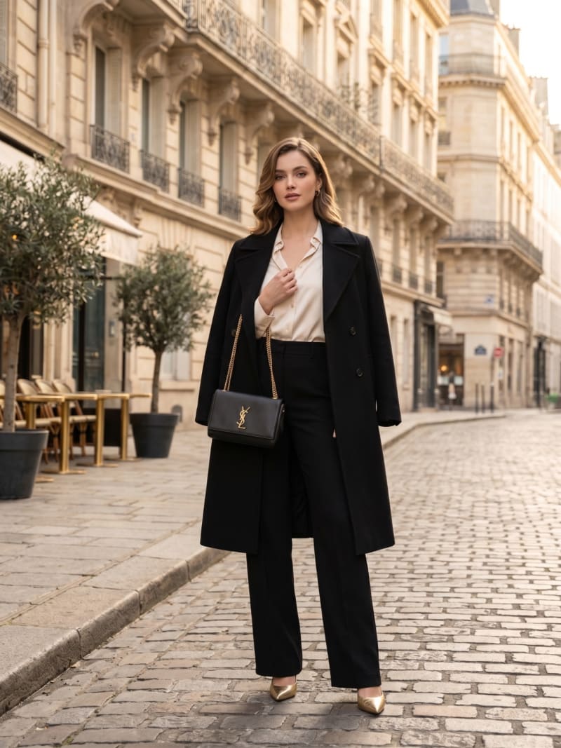YSL Monogram Siyah Zincirli Omuz Çantası - 1