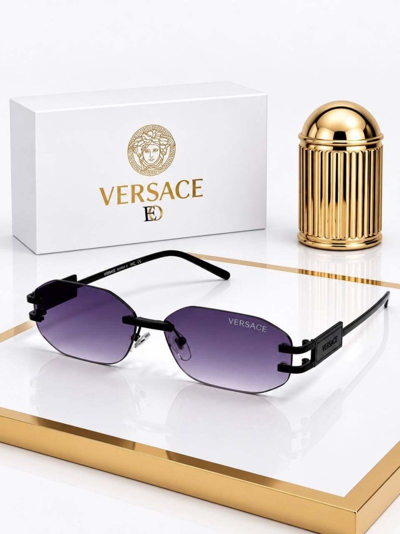 Versace Çerçevesiz Lüks Güneş Gözlüğü (Mor Degrade)  - 1