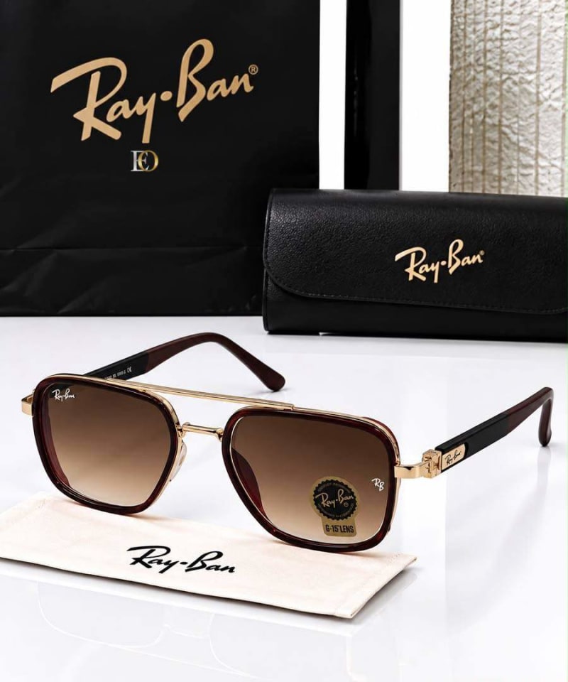 Ray-Ban Çift Köprülü Kare Güneş Gözlüğü (Kahverengi)  - 1