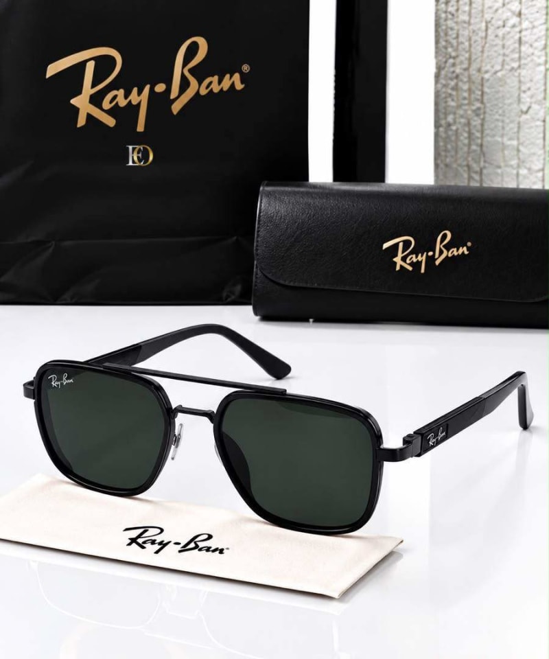 Ray-Ban Çift Köprülü Kare Güneş Gözlüğü (Tam Siyah)  - 1