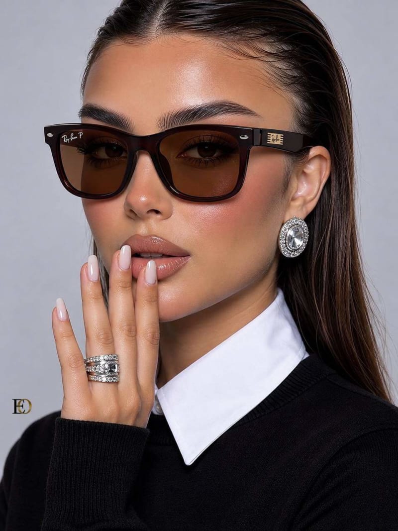 Ray-Ban Wayfarer Polarize Güneş Gözlüğü (Bordo/Kahverengi)  - 1