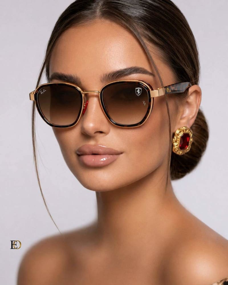Ray-Ban x Scuderia Ferrari Leopar Detaylı Güneş Gözlüğü  - 1