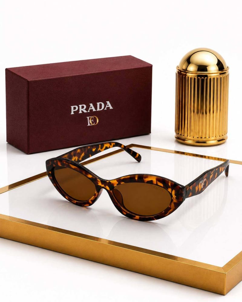 Prada Oval Lüks Kadın Güneş Gözlüğü (Leopar)  - 1