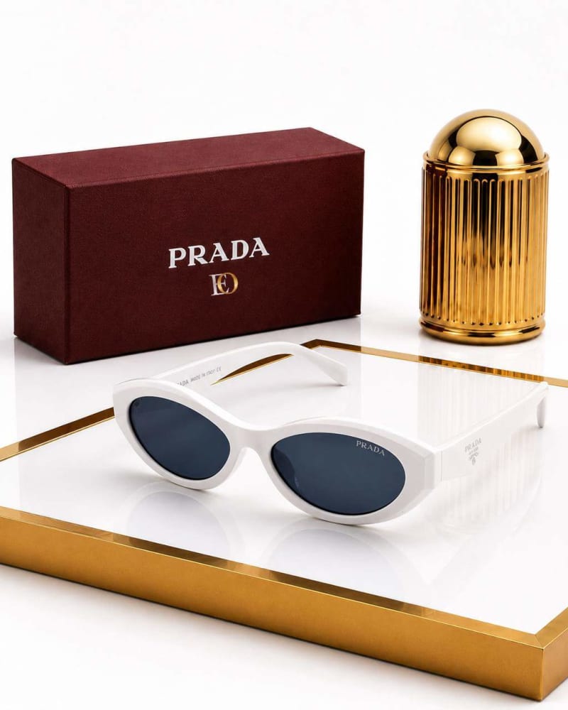 Prada Oval Lüks Kadın Güneş Gözlüğü (Beyaz)  - 1