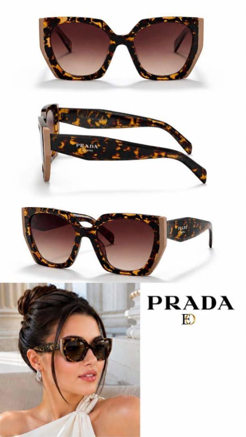 Prada Geniş Çerçeveli Güneş Gözlüğü (Kahverengi)  - 1