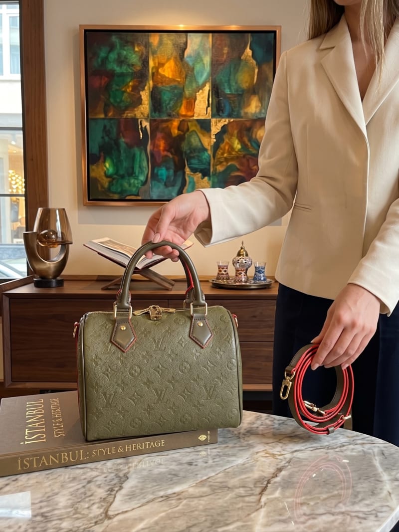 Zeytin Yeşili Monogram Empreinte Klasik Speedy Kadın Çantası - 1