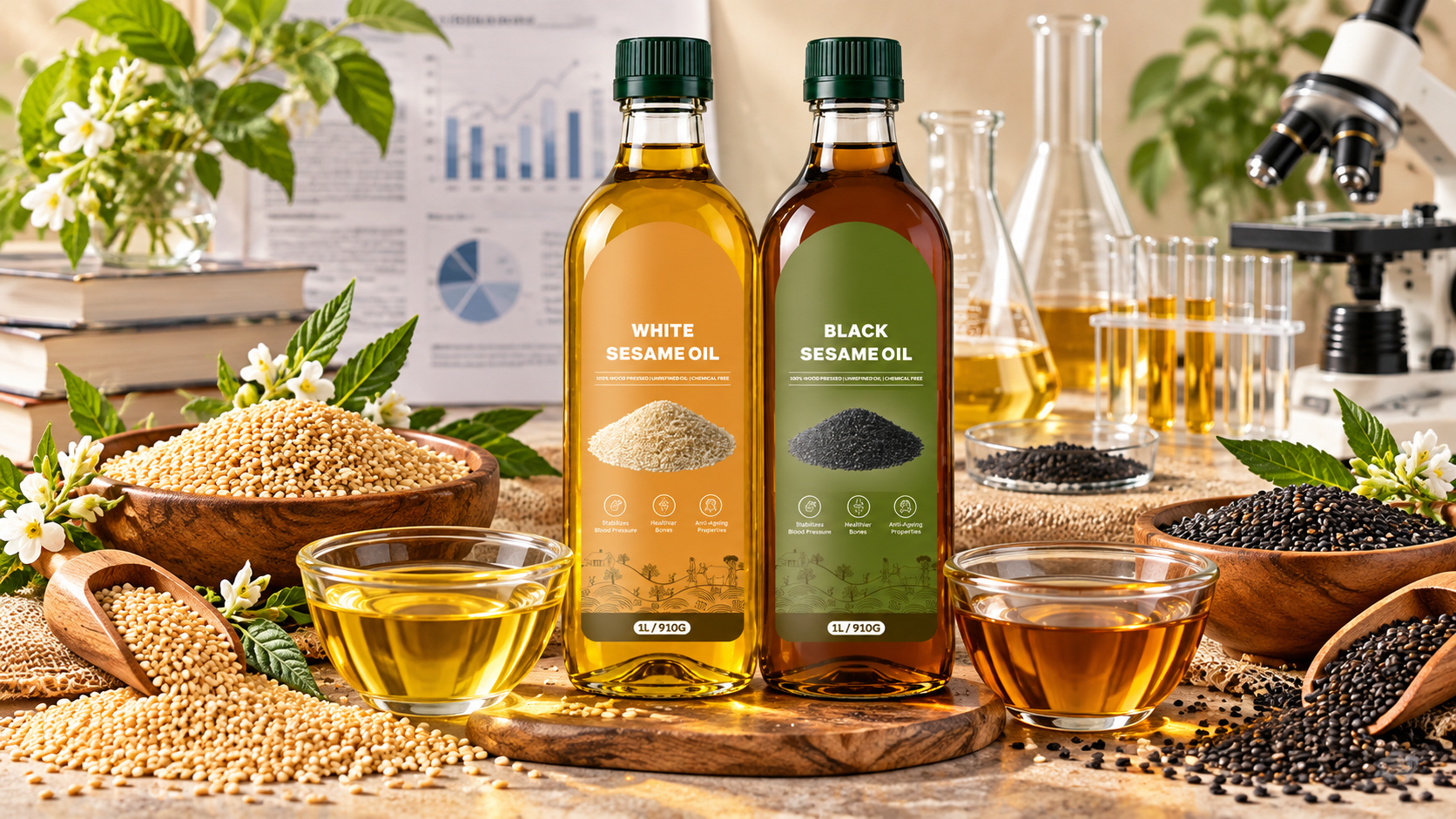 Composition analysis of white and black sesame oil